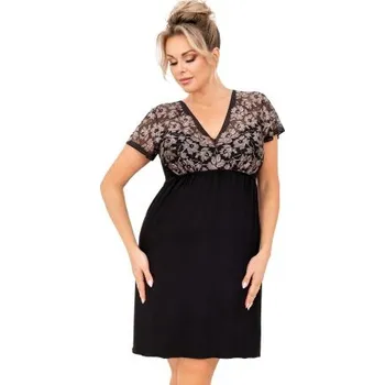 Dámské noční prádlo Noční košilka Donna Violetta Maxi - viskóza Černá 5XL(50)