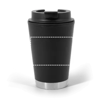 Termohrnek FIGLIOLI. Dvoustěnný, nepropustný cestovní kelímek z PP Sítotisk (plast, papír) (max. 1 barva, 150 x 60mm) 1 barva 3 Tělo šálku