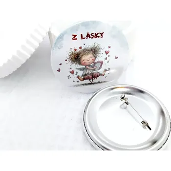 Z lásky, placka se spínacím špendlíkem, 1 kus - 44 mm