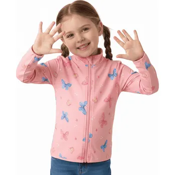 Dívčí mikina DÍVČÍ MIKINA NA ZIP MOTÝLI POHODLNÁ Barva: Světle růžová, Velikost: 104