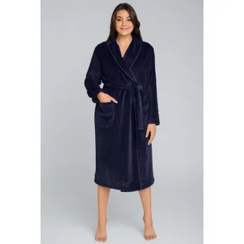 Dámské oblečení Dámský župan Italian Fashion Bona - dlouhý bipolar Tmavě modrá 2XL