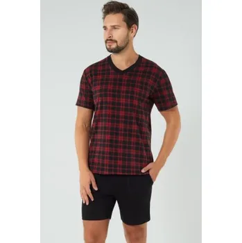 Pánská móda Pánské krátké pyžamo Italian Fashion Eliáš - bavlna Černo-červená L