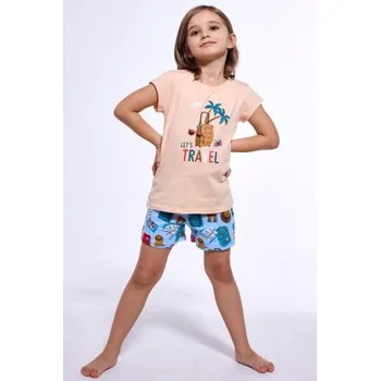 Dívčí pyžamo Cornette Travel 2 - bavlna Světle oranžová 98-104