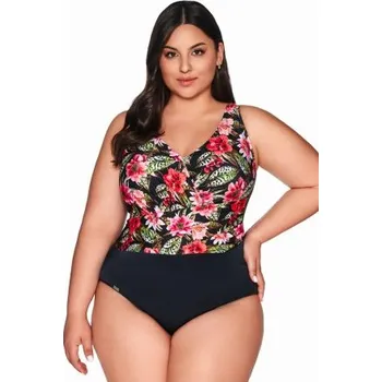 Dámské plavky Jednodílné plavky Ava Lingerie SKJ 60 Floral - bez kostice Černo-barevná 70E