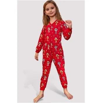 Dívčí pyžamo Dívčí overal Cornette Dog 3 Červená 134-140