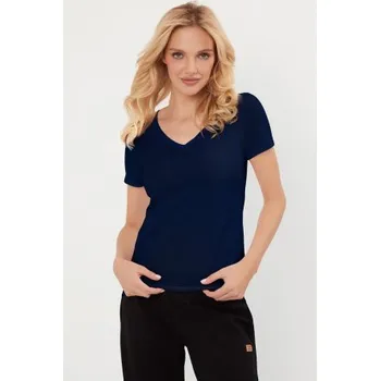 Dámské oblečení Halenka Italian Fashion Szyk - krátký rukáv Tmavě modrá L