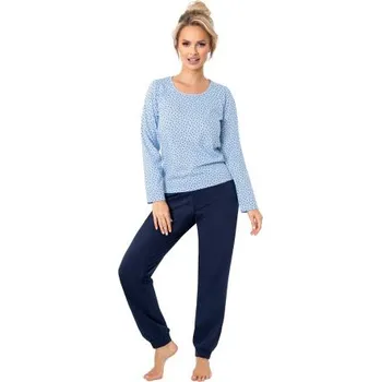 Oblečení a móda Dámské bavlněné pyžamo Donna Star - dlouhé Světlemodrá-tmavěmodrá M(38)