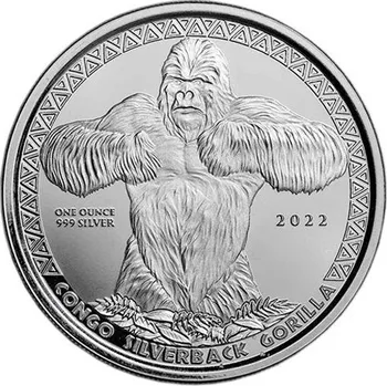 Sběratelství Stříbrná mince 1 Oz Congo Silverback Gorilla 2022