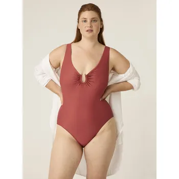 Dámské plavky Menstruační plavky Modibodi High V Neck One Piece Sahara Red (MODI4370SR) S