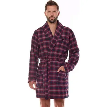 Pánský župan Pánský krátký župan LaL Ben - flanelová bavlna Tmavě modrá L