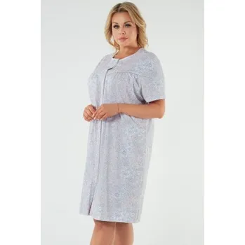 Dámská móda Noční košile Italian Fashion Candela - propínací z bavlny Šedo-ružová XL