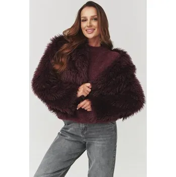 Dámský kožich Dámský chlupatý kabátek Makadamia C1 - bordó Bordó Uni