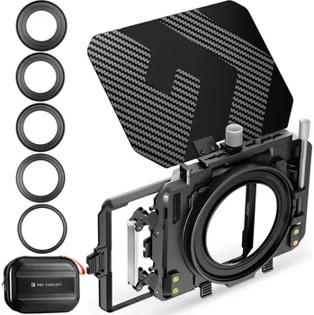 K&F CONCEPT Matte box kit:5pcs Adapter Rings(67/72/77/82/95mm)+2 pcs of 4*5.65 inch filter frame