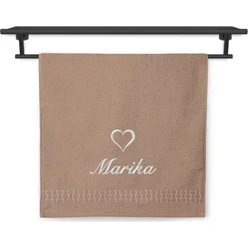 Ručník Ručník se jménem ratanika tmavě béžová 50x100 Srdce