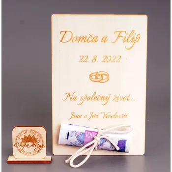 Pokladnička Pokladnička dřevo - cedulka na peníze M, na ZAKÁZKU