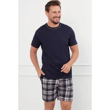 Pánská móda Krátké pánské pyžamo Italian Fashion Edwin - bavlna Tmavě modrá XL