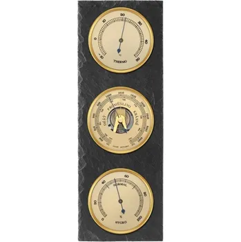 Meteostanice Analogový barometr v břidlici kombinovaný s teploměrem a vlhkoměrem 8081 zlatý - E16.4659