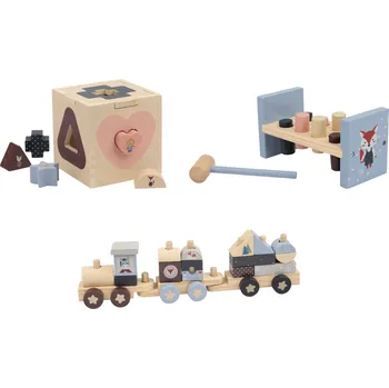 Dřevěná hračka lupilu® Dřevěná železnice / Ponk na zatloukání / Zásuvná hračka