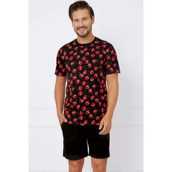 Pánská móda Pánské pyžamo Italian Fashion Cherry - bavlna Černo-červená S