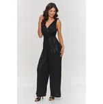 Dámský společenský overal Makadamia M885 - metalický materiál Černá M