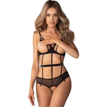 Dámské erotické body Sexy body Obsessive Euridia - otevřený klín Černá M/L