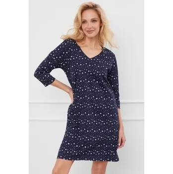 Dámská noční košile Bavlněná noční košile Italian Fashion Libra - 3/4 rukáv Tmavě modrá M