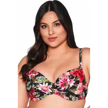 Dámské plavky Nevyztužený horní díl plavek Ava Lingerie SK 219 Floral Černo-barevná 65G