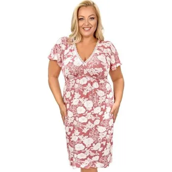 Dámské noční prádlo Noční košilka Donna Tina - plus size až do 6XL Růžovo-bílá 3XL(46)