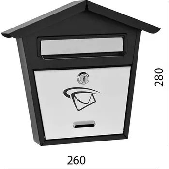 Poštovní schránka DOPRODEJ Schránka poštovní (280x260x50mm) nerez/černá, max. 1 formát listu: B6, leštěná nerez /AISI430