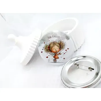 Dám ti pusu, placka se spínacím špendlíkem, 1 kus - 44 mm