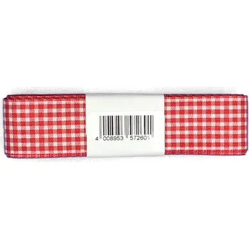 Stuha Saténová stuha RED KARO 25mm x 2m (8,- Kč/m) (Saténová stuha červená kostka, oboustranná)