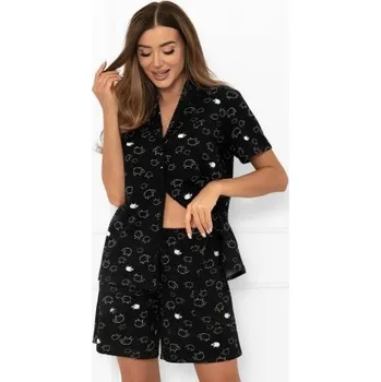 Dámské oblečení Dámské krátké pyžamo Italian Fashion Bonnie - bavlna Černo-bílá L