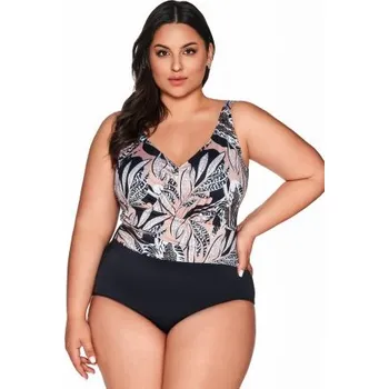 Dámské plavky Jednodílné plavky Ava Lingerie SKJ-61 - bez kostice Černo-béžová 75G