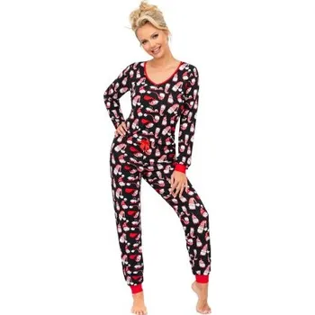 Oblečení a móda Bavlněné dámské pyžamo Donna Santi - se skřítky Černá 2XL(44)