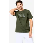 DOMYOS Pánské fitness bavlněné tričko Regular 2XL KAŠTANOVÁ|ZELENÁ