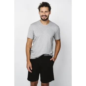 Pánská móda Pánské pyžamo Italian Fashion Dallas - krátké Šedo-černá M