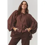 Košile s širokými rukávy Makadamia C24 - hnědá Hnědá Uni