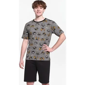 Chlapecké pyžamo Cornette 133/53 Bat - netopýr Šedo-černá 170