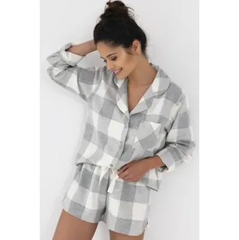 Dámské pyžamo Propínací dámské pyžamo Sensis Joanna Šedá M