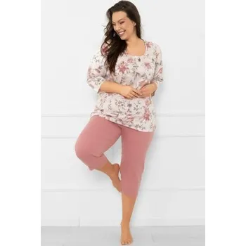 Dámské oblečení Dámské 3/4 pyžamo Italian Fashion Betula - bavlna Růžová 2XL