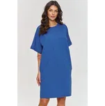 Bavlněné šaty Makadamia M864 - modré Modrá S