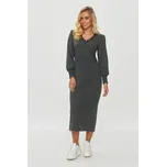 Klasické šaty Makadamia M848 šedé s V dekoltem Šedá M(38)