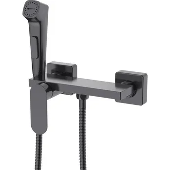 AQUALINE Nástěnná bidetová baterie se Stop sprškou a poličkou, gun metal