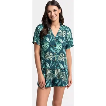 Dámské pyžamo Dámské pyžamo Felicita zelené s listy M