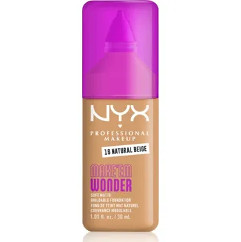 Přípravek na tvář NYX Professional Makeup Make ‘Em Wonder lehký matující make-up odstín 16 Natural Beige 30 ml