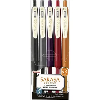 Gelová pera Zebra Sarasa - Vintage 2, sada 5 ks
