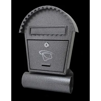Poštovní schránka DOPRODEJ Poštovní schránka 250x350x50 mm, stříbrná antik, max. formát listu: B6, tunel na noviny ø70 mm