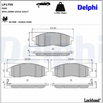 Brzdový systém Sada brzdových destiček, kotoučová brzda DELPHI LP1759