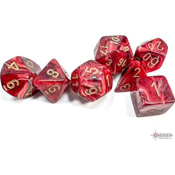 Příslušenství k deskovým hrám Chessex Sada 7 kostek Chessex - Vortex červená a zlatá - 27434