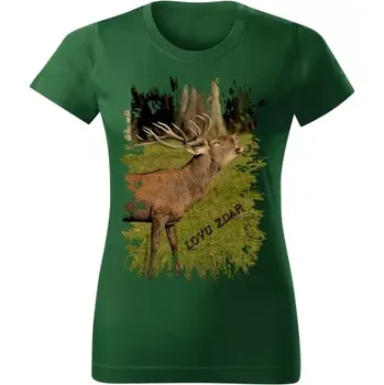 Dámské tričko Moon River Lovu Zdar jelen dámské tričko pro myslivce lahvově zelené velikost L (myslivecké tričko)